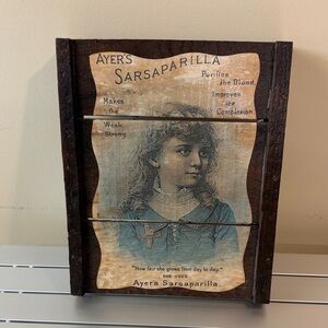 Vintage Ayers Sarsaparilla 19th century Wooden Sign